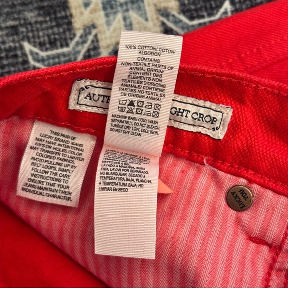 Lucky Brand High Waist Straight Crop Red 100% Cotton Denim Jeans Size 6/28 - Picture 11 of 14